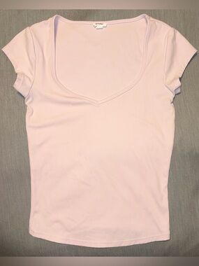 Garage Small, Light Pink, Sleek Sweetheart T Shirt, Short Sleeve Full Length Top